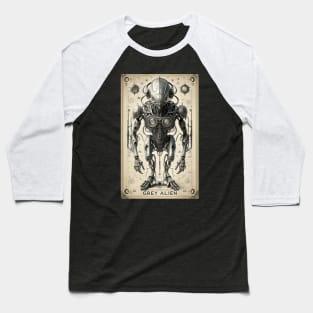 Mechanical steampunk grey alien Baseball T-Shirt